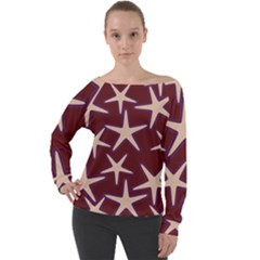 Stars Off Shoulder Long Sleeve Velour Top