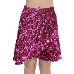 Pink Glitter Chiffon Wrap Front Skirt