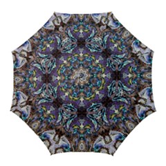  Violet Symmetry Golf Umbrellas by kaleidomarblingart