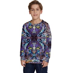  Violet Symmetry Kids  Crewneck Sweatshirt by kaleidomarblingart