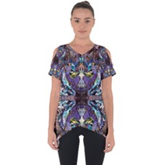  Violet Symmetry Cut Out Side Drop T-shirt by kaleidomarblingart