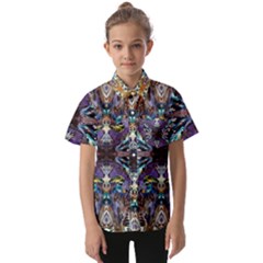  Violet Symmetry Kids  Short Sleeve Shirt by kaleidomarblingart