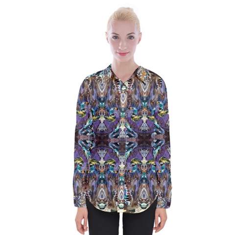  Violet Symmetry Womens Long Sleeve Shirt by kaleidomarblingart