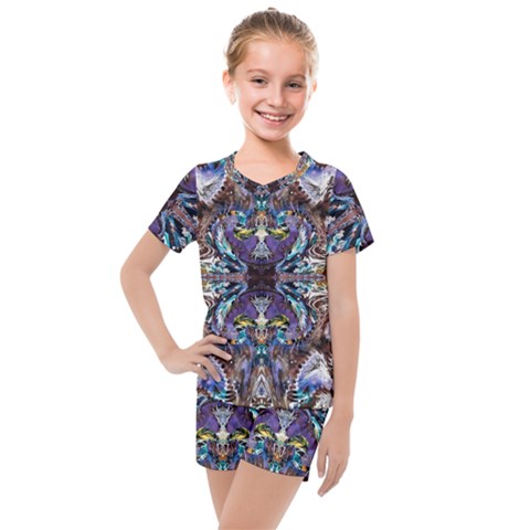  Violet Symmetry Kids  Mesh T-shirt And Shorts Set by kaleidomarblingart