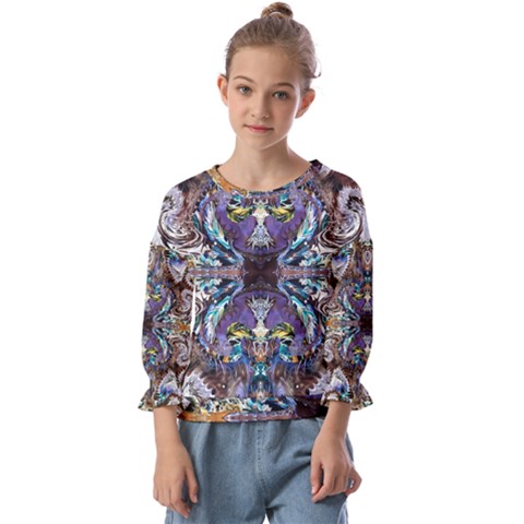  Violet Symmetry Kids  Cuff Sleeve Top by kaleidomarblingart