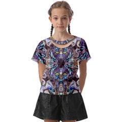  Violet Symmetry Kids  Front Cut T-shirt by kaleidomarblingart