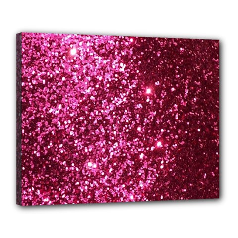 Pink Glitter Canvas 20  X 16  (stretched) by Amaryn4rt