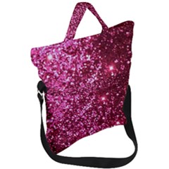 Pink Glitter Fold Over Handle Tote Bag by Amaryn4rt