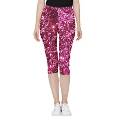 Pink Glitter Inside Out Lightweight Velour Capri Leggings 