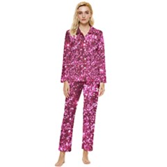 Pink Glitter Womens  Long Sleeve Velvet Pocket Pajamas Set by Amaryn4rt