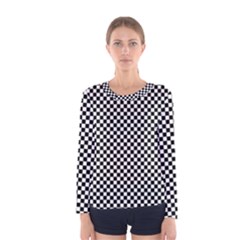 Black And White Checkerboard Background Board Checker Women s Long Sleeve T-shirt