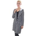 Black And White Checkerboard Background Board Checker Hooded Pocket Cardigan View1