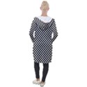 Black And White Checkerboard Background Board Checker Hooded Pocket Cardigan View2