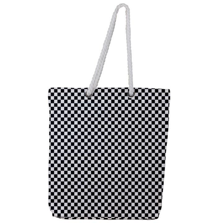 Black And White Checkerboard Background Board Checker Full Print Rope Handle Tote (Large)