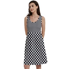 Black And White Checkerboard Background Board Checker Classic Skater Dress by Amaryn4rt