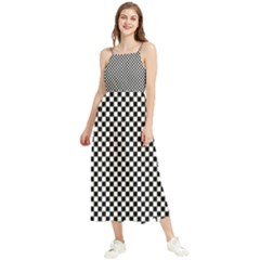 Black And White Checkerboard Background Board Checker Boho Sleeveless Summer Dress by Amaryn4rt