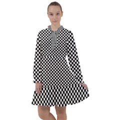 Black And White Checkerboard Background Board Checker All Frills Chiffon Dress by Amaryn4rt