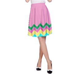 Easter Chevron Pattern Stripes A-line Skirt by Amaryn4rt