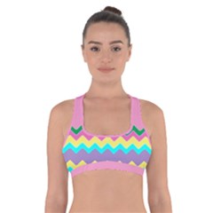 Easter Chevron Pattern Stripes Cross Back Sports Bra by Amaryn4rt