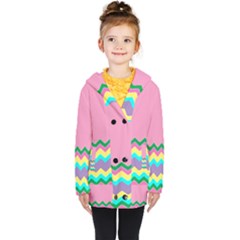 Easter Chevron Pattern Stripes Kids  Double Breasted Button Coat by Amaryn4rt