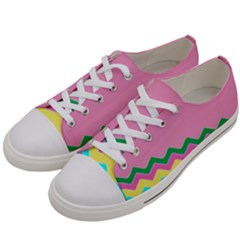 Easter Chevron Pattern Stripes Men s Low Top Canvas Sneakers by Amaryn4rt