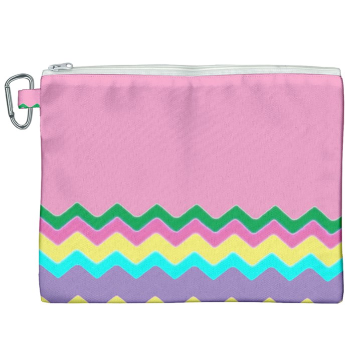 Easter Chevron Pattern Stripes Canvas Cosmetic Bag (XXL)