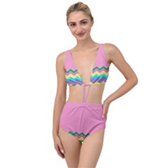 Easter Chevron Pattern Stripes Tied Up Two Piece Swimsuit by Amaryn4rt