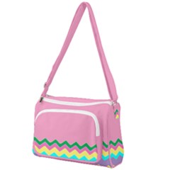 Easter Chevron Pattern Stripes Front Pocket Crossbody Bag by Amaryn4rt