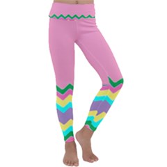 Easter Chevron Pattern Stripes Kids  Lightweight Velour Classic Yoga Leggings by Amaryn4rt