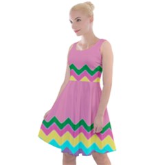 Easter Chevron Pattern Stripes Knee Length Skater Dress by Amaryn4rt