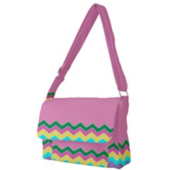 Easter Chevron Pattern Stripes Full Print Messenger Bag (l) by Amaryn4rt