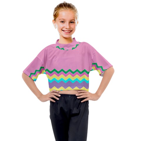 Easter Chevron Pattern Stripes Kids Mock Neck T-shirt by Amaryn4rt