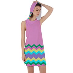 Easter Chevron Pattern Stripes Racer Back Hoodie Dress by Amaryn4rt