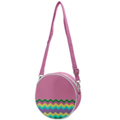 Easter Chevron Pattern Stripes Crossbody Circle Bag by Amaryn4rt