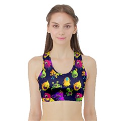 Space Patterns Sports Bra With Border by Amaryn4rt