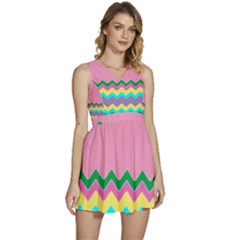 Easter Chevron Pattern Stripes Sleeveless High Waist Mini Dress by Amaryn4rt