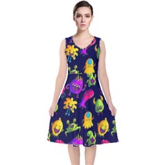 Space Patterns V-neck Midi Sleeveless Dress  by Amaryn4rt