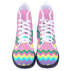 Easter Chevron Pattern Stripes Men s High-top Canvas Sneakers by Amaryn4rt