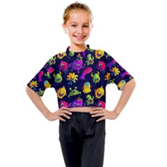 Space Patterns Kids Mock Neck T-shirt