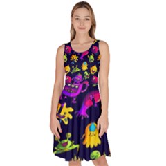 Space Patterns Knee Length Skater Dress With Pockets by Amaryn4rt