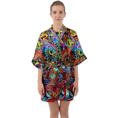 Vector Art Pattern - Half Sleeve Satin Kimono  by Amaryn4rt