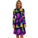 Space Patterns Long Sleeve Shirt Collar A-Line Dress View1