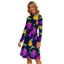 Space Patterns Long Sleeve Shirt Collar A-Line Dress View2