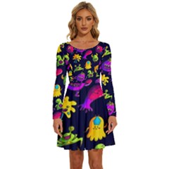 Space Patterns Long Sleeve Wide Neck Velvet Dress by Amaryn4rt