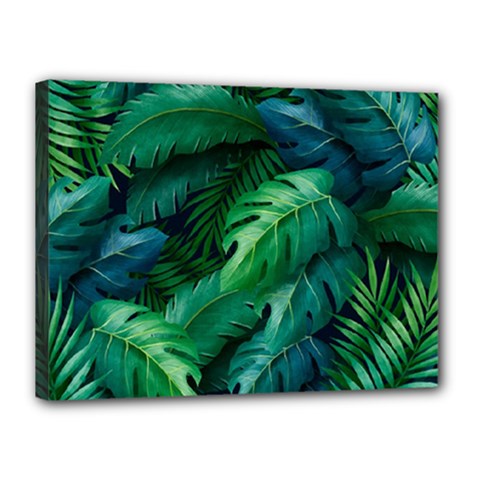 Tropical Green Leaves Background Canvas 16  X 12  (stretched) by Amaryn4rt