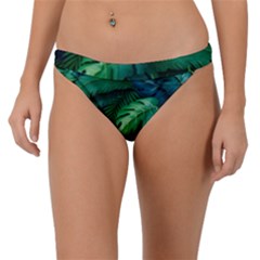 Tropical Green Leaves Background Band Bikini Bottoms by Amaryn4rt