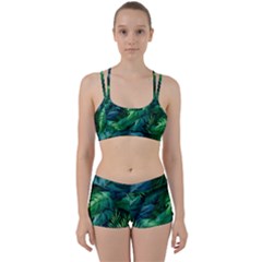 Tropical Green Leaves Background Perfect Fit Gym Set by Amaryn4rt