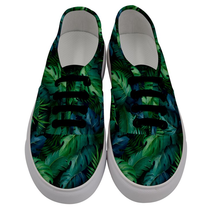 Tropical Green Leaves Background Men s Classic Low Top Sneakers