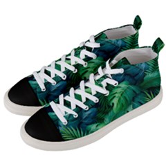 Tropical Green Leaves Background Men s Mid-top Canvas Sneakers by Amaryn4rt