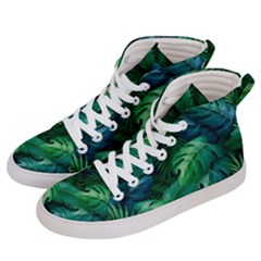 Tropical Green Leaves Background Men s Hi-top Skate Sneakers by Amaryn4rt